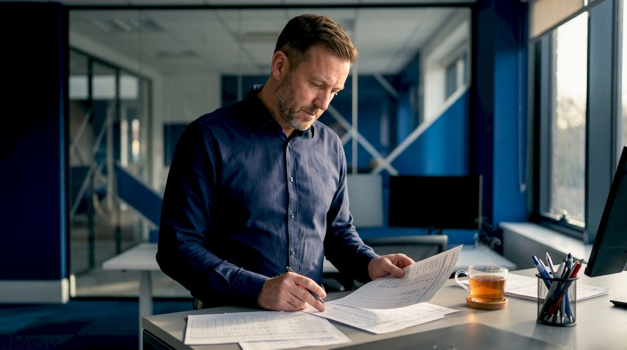 Fleet manager reviewing multi-vehicle service plans