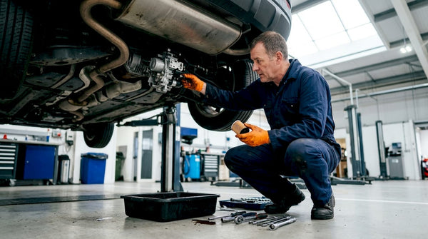 Technician inspecting OEM Haldex filter in workshop