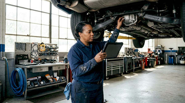 Technician inspecting Haldex AWD rear differential