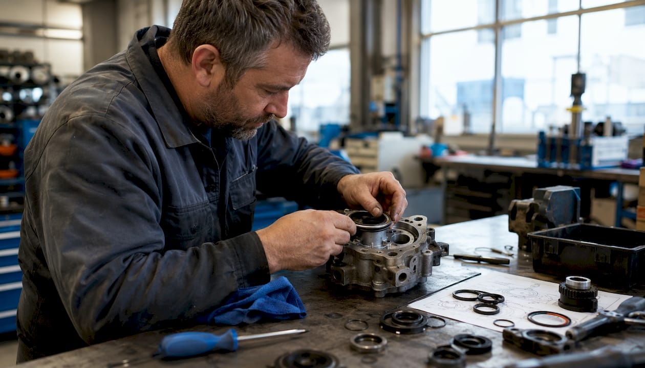 Mechanic installing Haldex Gen 5 seal kit