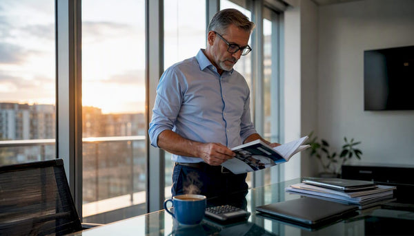 Procurement manager reviewing Haldex parts catalogues