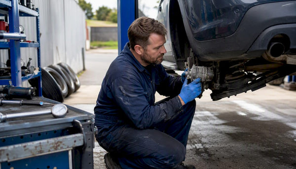 Mechanic inspecting Haldex differential in workshop