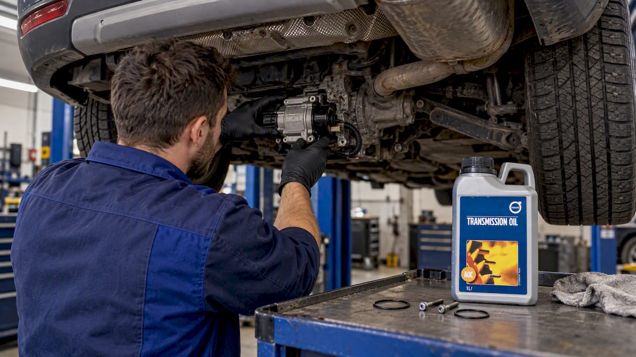 Volvo XC90 Haldex pump replacement in progress